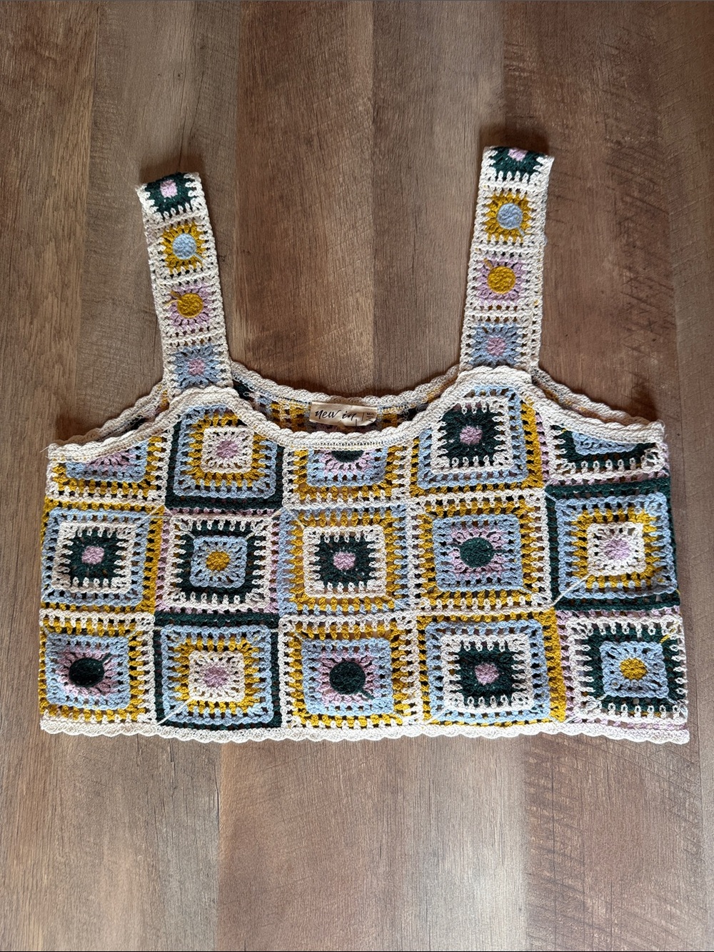 Sky or Sea Crocheted Square Neck Tank Top - M/L
